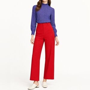 VINTAGE CLASS ACT Ruffled Neck Plaid Button Front Blouse | S | Blue Red | Preppy